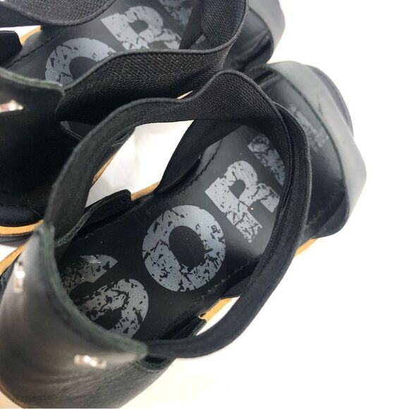Sorel Ella II Cross Strap Black Leather Sandals Size 9 NL2893-010 - Picture 8 of 9